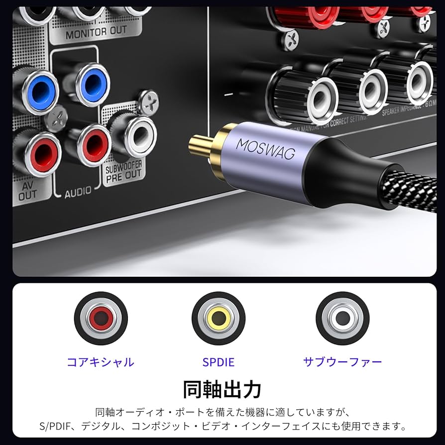 Amazon | MOSWAG RCAオス-RCAオス 同軸デジタルケーブル サブ